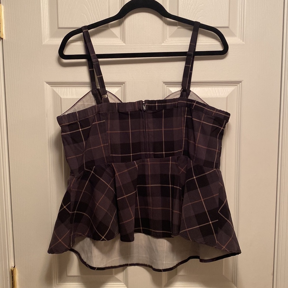 Brand New Torrid Black Plaid Lace Up Top…size 2/2X/18-20 - Picture 2 of 6